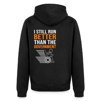 Rollstuhl - Unisex Premium Bio Zip Hoodie - Schwarz - Hinten - Nico (187cm)