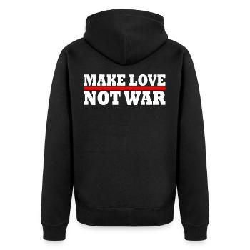 Make love not war - Unisex Premium Bio Zip Hoodie - Schwarz - Hinten - Nico (187cm)