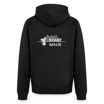 Stadtmaus Skyline Geschenkidee - Unisex Premium Bio Zip Hoodie - Schwarz - Hinten - Nico (187cm)