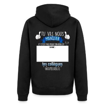 Départ en retraite humour pour départ collègue - Veste à capuche bio Premium Unisexe - noir - Dos - Nico (187cm)