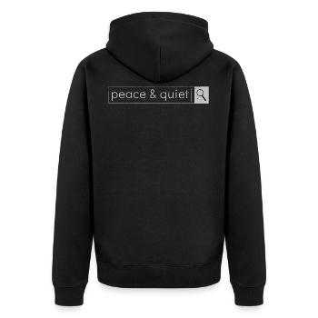 Ruhe und Frieden - Unisex Premium Bio Zip Hoodie - Schwarz - Hinten - Nico (187cm)