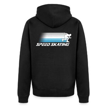 Schlittschuh Eisschnelllauf Eis Laufen Geschenk - Unisex Premium Bio Zip Hoodie - Schwarz - Hinten - Nico (187cm)