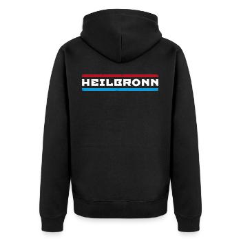 Heilbronn - Unisex Premium Bio Zip Hoodie - Schwarz - Hinten - Nico (187cm)