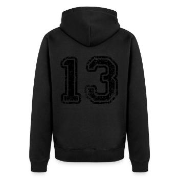13 - Unisex Premium Organic Zip Hoodie - black - Back - Nico (187cm)