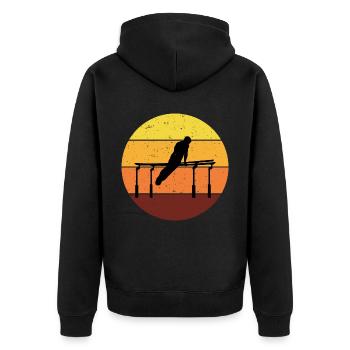 Kunstturnen Parallel bars Turner Vintage - Unisex Premium Bio Zip Hoodie - Schwarz - Hinten - Nico (187cm)