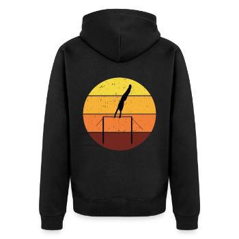 Kunstturnen Horizontal Bar Turner Vintage - Unisex Premium Bio Zip Hoodie - Schwarz - Hinten - Nico (187cm)