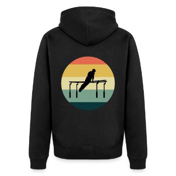 Kunstturnen Parallelbarren Turner Vintage - Unisex Premium Bio Zip Hoodie - Schwarz - Hinten - Nico (187cm)
