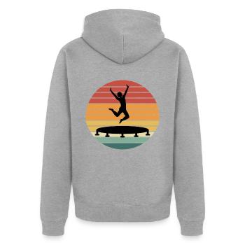 Trampoline Park Jumping Aire de jeux intérieure Vintage - Veste à capuche bio Premium Unisexe - gris chiné - Dos - Nico (187cm)