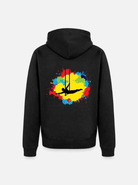 Trapèze volant Circus Gymnastique Aquarelle - Veste à capuche bio Premium Unisexe - noir