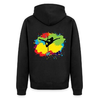 Pole Sport Tanz Tänzer Akrobatik Aquarell - Unisex Premium Bio Zip Hoodie - Schwarz - Hinten - Nico (187cm)