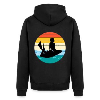 Bodyboarding Bodyboarder Wassersport Vintage Retro - Unisex Premium Bio Zip Hoodie - Schwarz - Hinten - Nico (187cm)