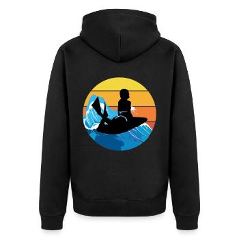 Bodyboarding Bodyboarder Wassersport Vintage Retro - Unisex Premium Bio Zip Hoodie - Schwarz - Hinten - Nico (187cm)