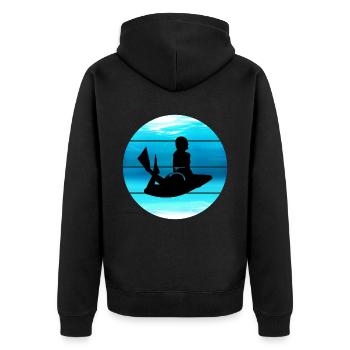 Bodyboarding Bodyboarder Surfing Sea Water Sport - Unisex Premium Organic Zip Hoodie - black - Back - Nico (187cm)