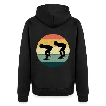 Eisschnelllauf Eisschnelllauf Schlittschuhrennen Vintage Retro - Unisex Premium Bio Zip Hoodie - Schwarz - Hinten - Nico (187cm)