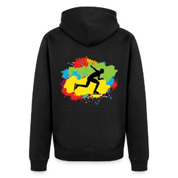 Eisschnelllauf Schlittschuh Schlittschuh Aquarell - Unisex Premium Bio Zip Hoodie - Schwarz - Hinten - Nico (187cm)