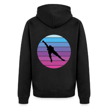 Speed Skating Ice Skater Skate Race Vintage Retro - Unisex Premium Organic Zip Hoodie - black - Back - Nico (187cm)