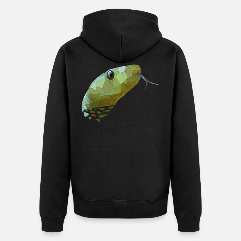 Schlange geometrisch Low Poly - Unisex Premium Bio Zip Hoodie - Schwarz
