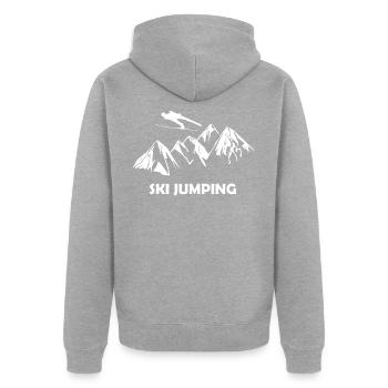 ski jumping - Unisex Premium Organic Zip Hoodie - heather grey - Back - Nico (187cm)