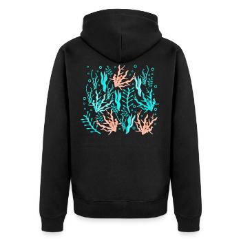 under water plant patterns - Unisex Premium Organic Zip Hoodie - black - Back - Nico (187cm)