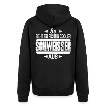 Schweißer Metallbauer Schweisser Schweißen - Unisex Premium Bio Zip Hoodie - Schwarz - Hinten - Nico (187cm)