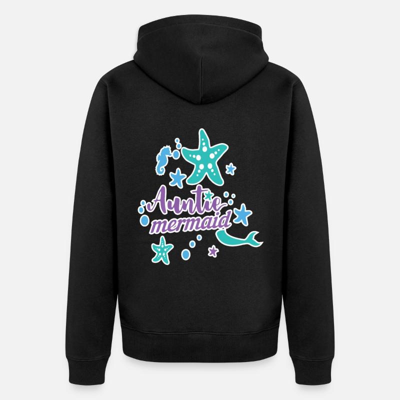 Auntie Mermaid - Unisex Premium Organic Zip Hoodie - black
