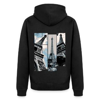 Paris Eiffelturm Skyline Frankreich Stadt Collage - Unisex Premium Bio Zip Hoodie - Schwarz - Hinten - Nico (187cm)