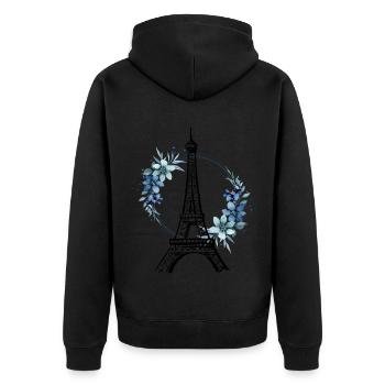 Paris Tour Eiffel France Floral Line Art - Veste à capuche bio Premium Unisexe - noir - Dos - Nico (187cm)