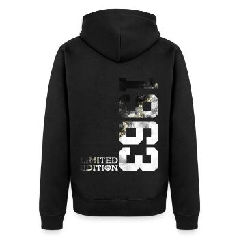 63E ANNIVERSAIRE ÉDITION LIMITÉE 1963 - Veste à capuche bio Premium Unisexe - noir - Dos - Nico (187cm)