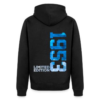 73RD BIRTHDAY LIMITED EDITION 1953 - Unisex Premium Organic Zip Hoodie - black - Back - Nico (187cm)