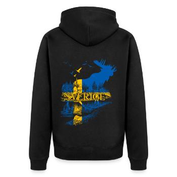 SVERIGE ELCH SCHWEDEN FLAGGE - Unisex Premium Bio Zip Hoodie - Schwarz - Hinten - Nico (187cm)