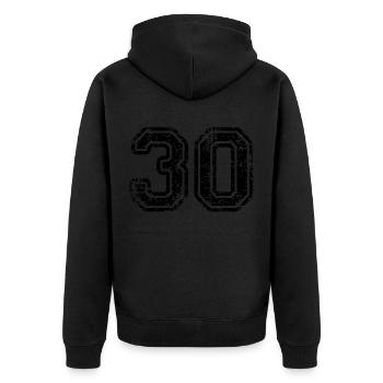 30 - Unisex Premium Organic Zip Hoodie - black - Back - Nico (187cm)