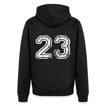 23 - Unisex Premium Organic Zip Hoodie - black - Back - Nico (187cm)