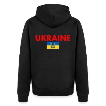 Ukraine - Unisex Premium Bio Zip Hoodie - Schwarz - Hinten - Nico (187cm)