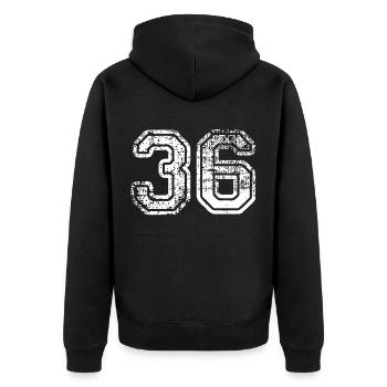 36 - Unisex Premium Bio Zip Hoodie - Schwarz - Hinten - Nico (187cm)