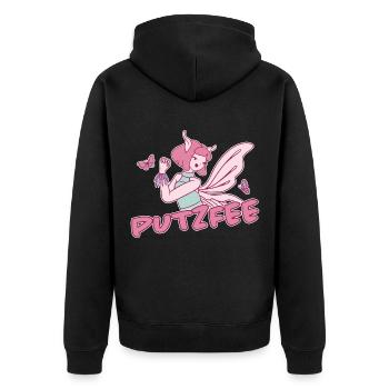 Putzfee Lustiger Spruch Putzfrau Haushalt Geschenk - Unisex Premium Bio Zip Hoodie - Schwarz - Hinten - Nico (187cm)