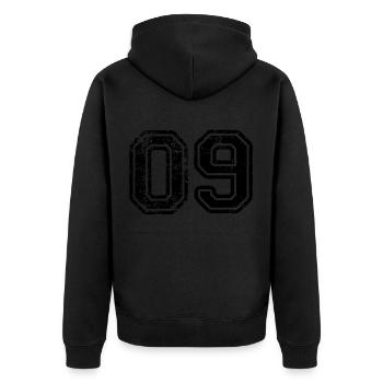 09 - Unisex Premium Organic Zip Hoodie - black - Back - Nico (187cm)