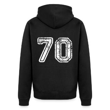 70 - Unisex Premium Bio Zip Hoodie - Schwarz - Hinten - Nico (187cm)