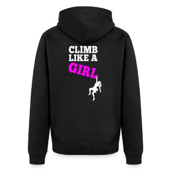 Grimpez comme une fille - Rock Climbing Girl - Veste à capuche bio Premium Unisexe - noir - Dos - Nico (187cm)