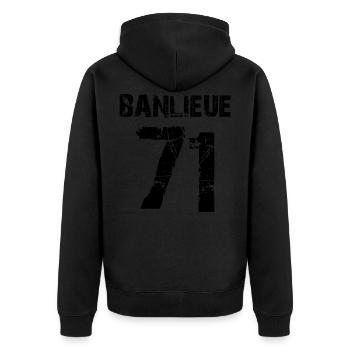 banlieue 71 - Unisex Premium Organic Zip Hoodie - black - Back - Nico (187cm)