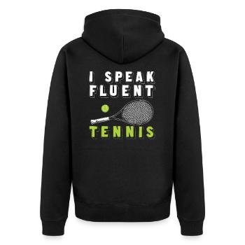 Tennis - Unisex Premium Organic Zip Hoodie - black - Back - Nico (187cm)