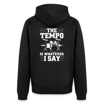 Schlagzeug - Unisex Premium Bio Zip Hoodie - Schwarz - Hinten - Nico (187cm)