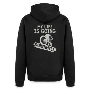 Mountain bike - Unisex Premium Organic Zip Hoodie - black - Back - Nico (187cm)