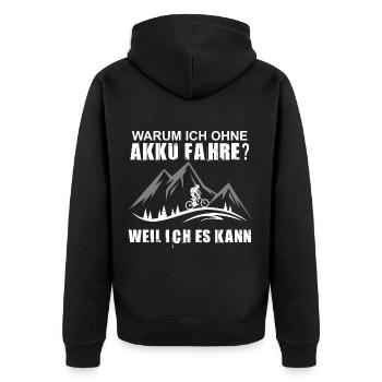 Mountainbike - ohne Akku ! - Unisex Premium Bio Zip Hoodie - Schwarz - Hinten - Nico (187cm)