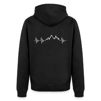 Mountain ECG White - Unisex Premium Organic Zip Hoodie - black - Back - Nico (187cm)