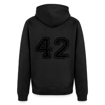 42 - Unisex Premium Organic Zip Hoodie - black - Back - Nico (187cm)