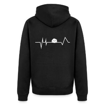 Igel Herbst Wald Igelmotiv Tiere - Unisex Premium Bio Zip Hoodie - Schwarz - Hinten - Nico (187cm)