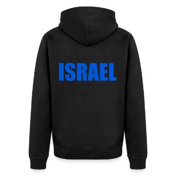Israel - Unisex Premium Bio Zip Hoodie - Schwarz - Hinten - Nico (187cm)