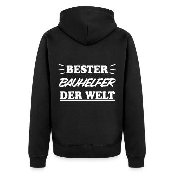 Bauhelfer Beruf Lustiger Spruch Baustelle Geschenk - Unisex Premium Bio Zip Hoodie - Schwarz - Hinten - Nico (187cm)