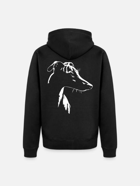 Whippet Silhouette Greyhounds Dog Dogs Wilsigns - Unisex Premium Organic Zip Hoodie - black