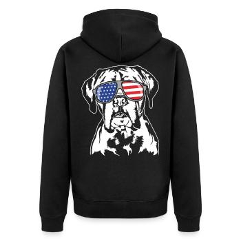 Boxer US Amérique Drapeau Chiens Chien Wilsigns - Veste à capuche bio Premium Unisexe - noir - Dos - Nico (187cm)